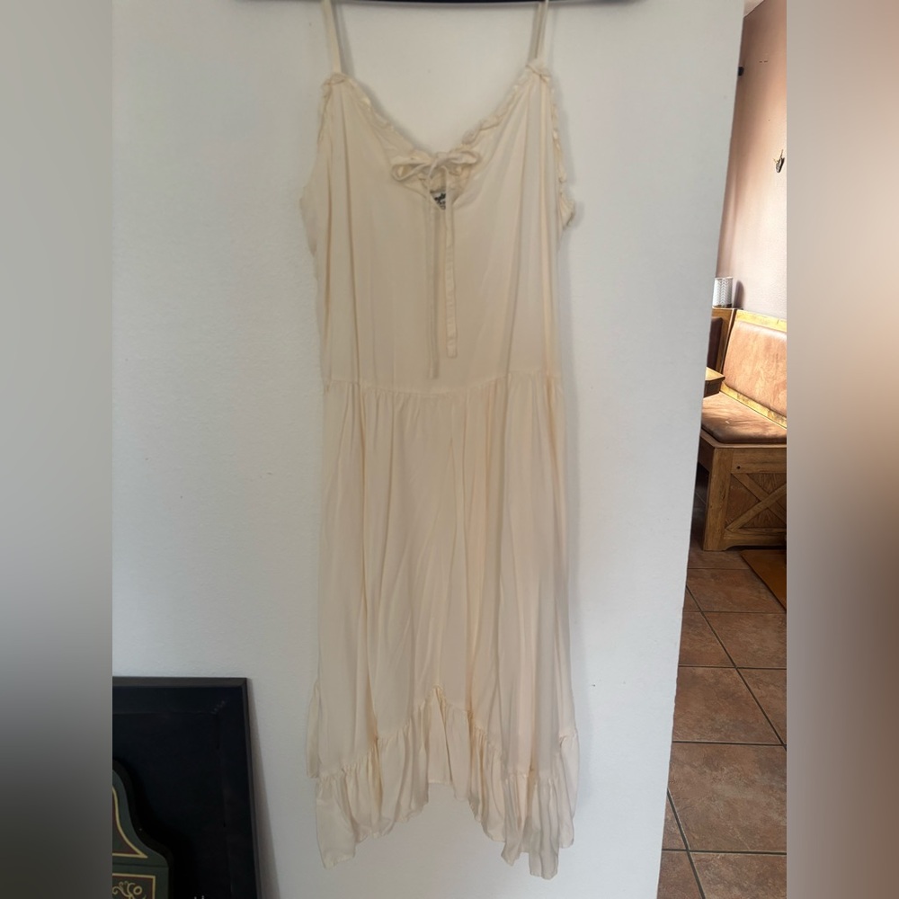 Wrangler Cream and Gold Tiered Midi Sundress
